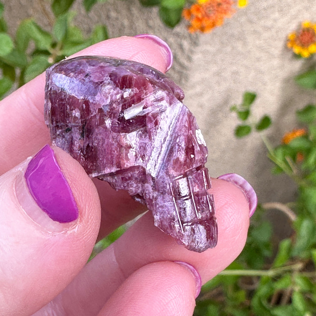 Pink Tourmaline Palm Skull by Igor de Souza