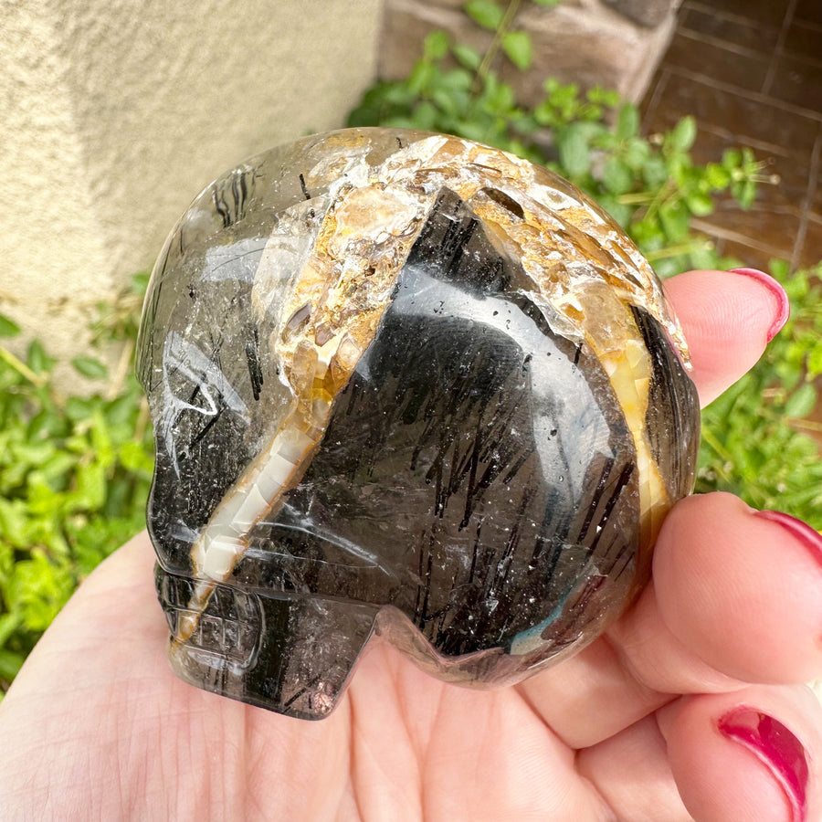 Tourmaline Rutile Magical Child Crystal Skull Carved by Leandro de Souza