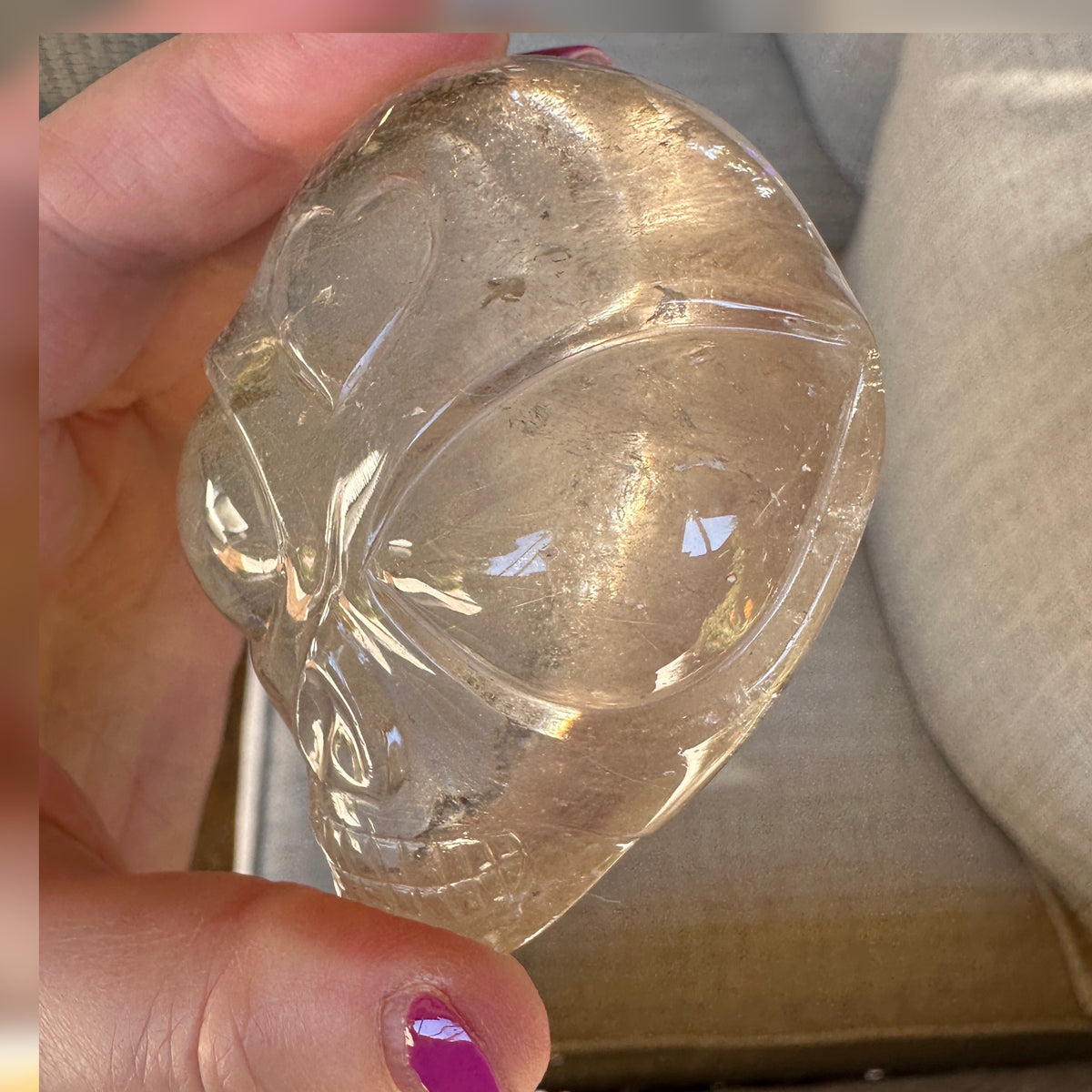 Golden Rutile Citrine Star Child Palm Crystal Skull Carved by Leandro de Souza