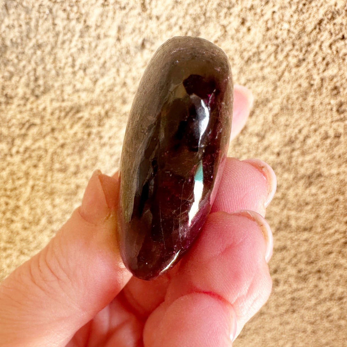 Rhodolite Garnet Heart Palm Stone