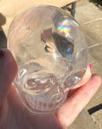 Clear Sirius Quartz Crystal Skull with Rainbows Carved by Leandro de Souza