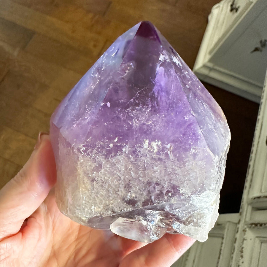 Partially Polished Amethyst Tower with Rainbows