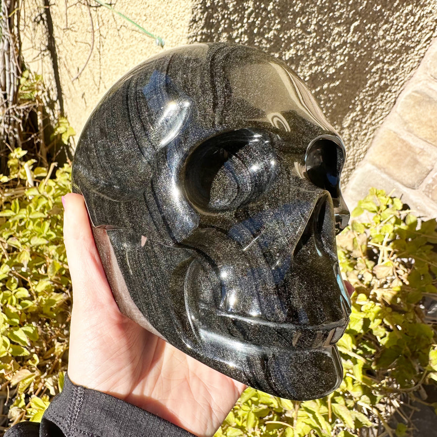 Gold Sheen Obsidian Crystal Skull