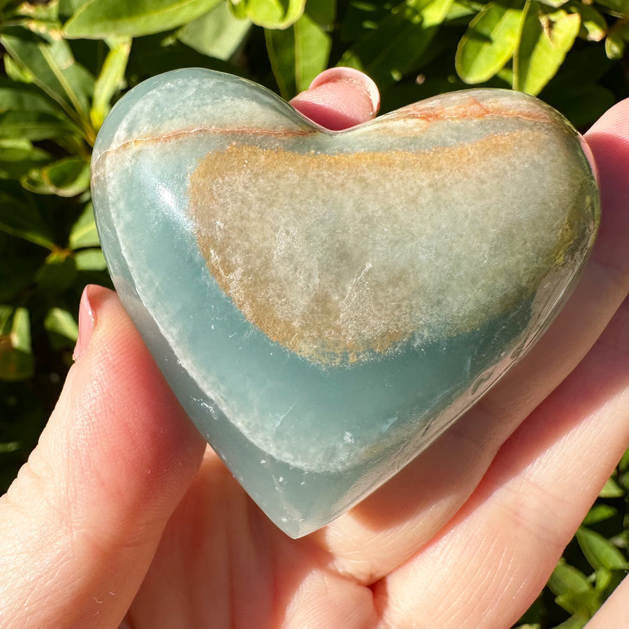 Lemurian Aquatine Calcite Crystal Heart