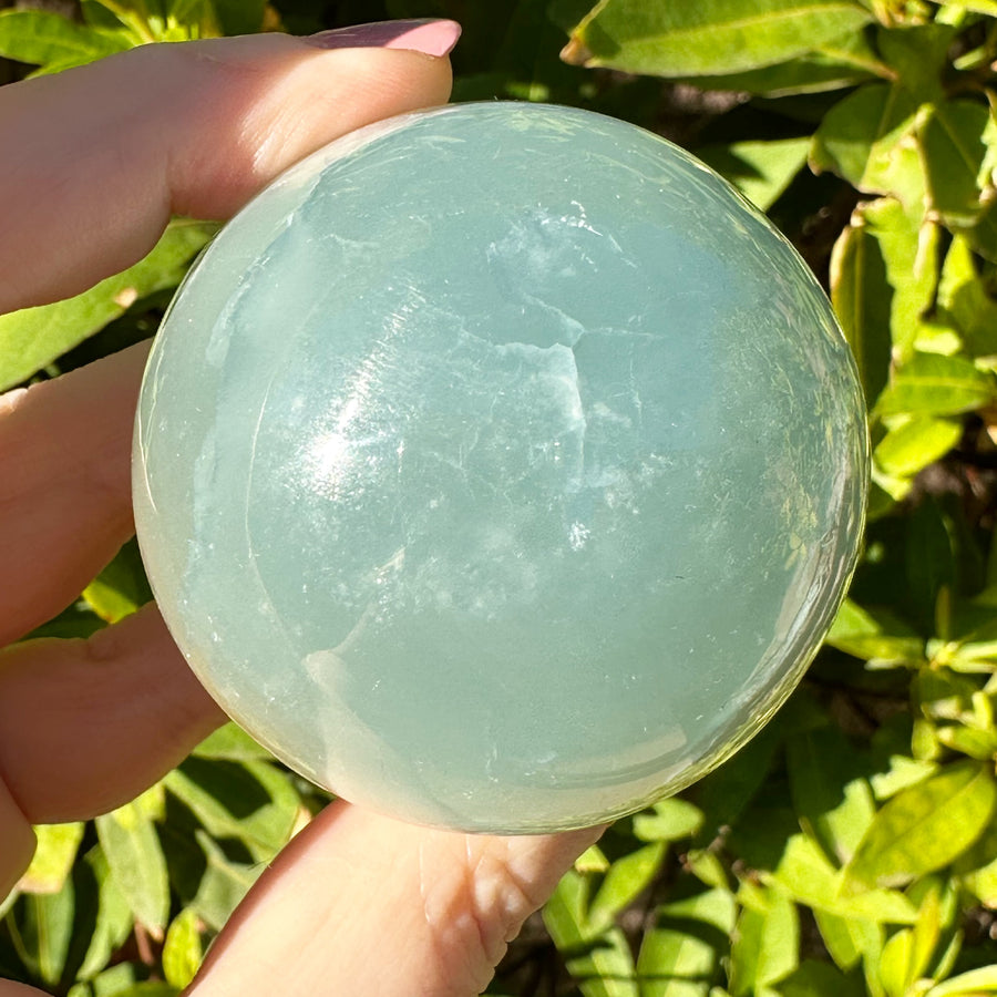 Lemurian Aquatine Calcite Crystal Sphere