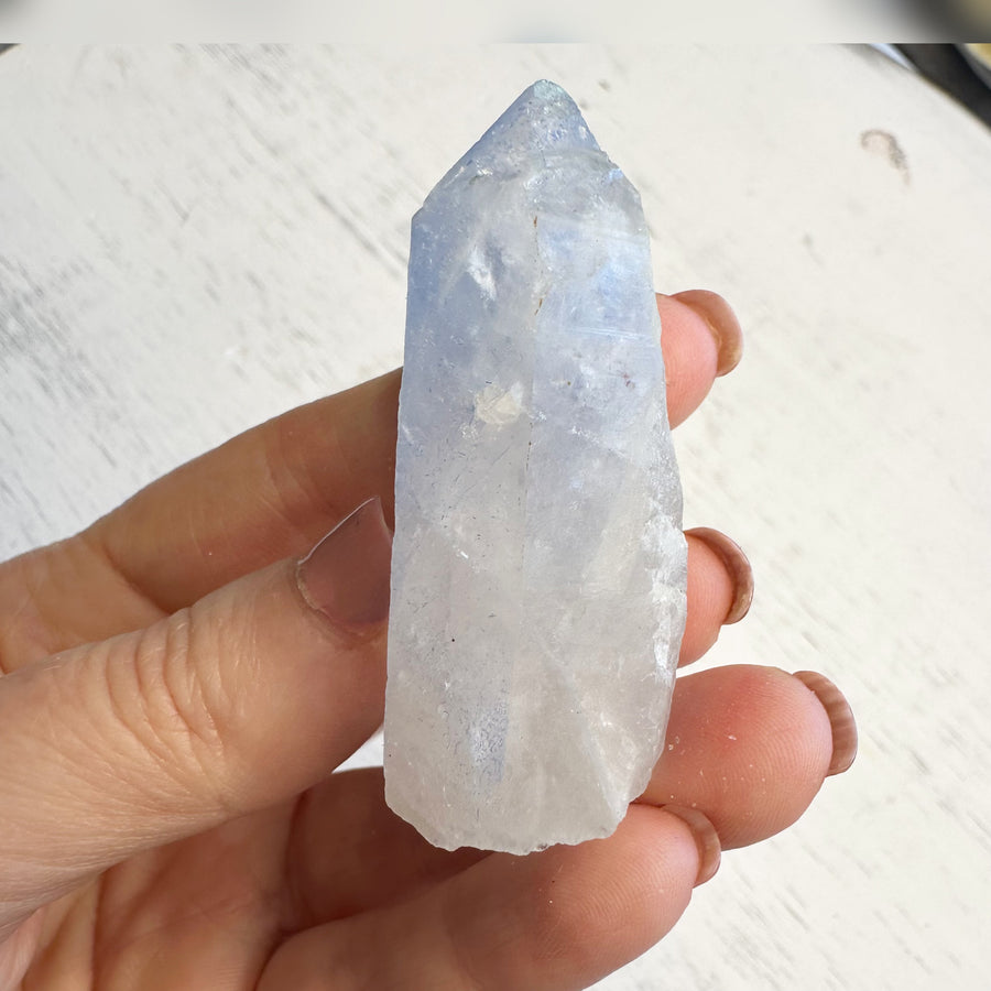 Natural Dumortierite Quartz Crystal Point