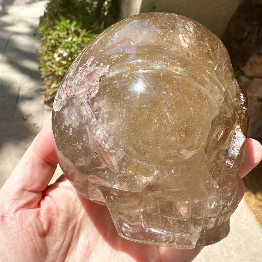 Golden Rutile Citrine and Lodolite Star Child Crystal Skull Carved by Leandro de Souza