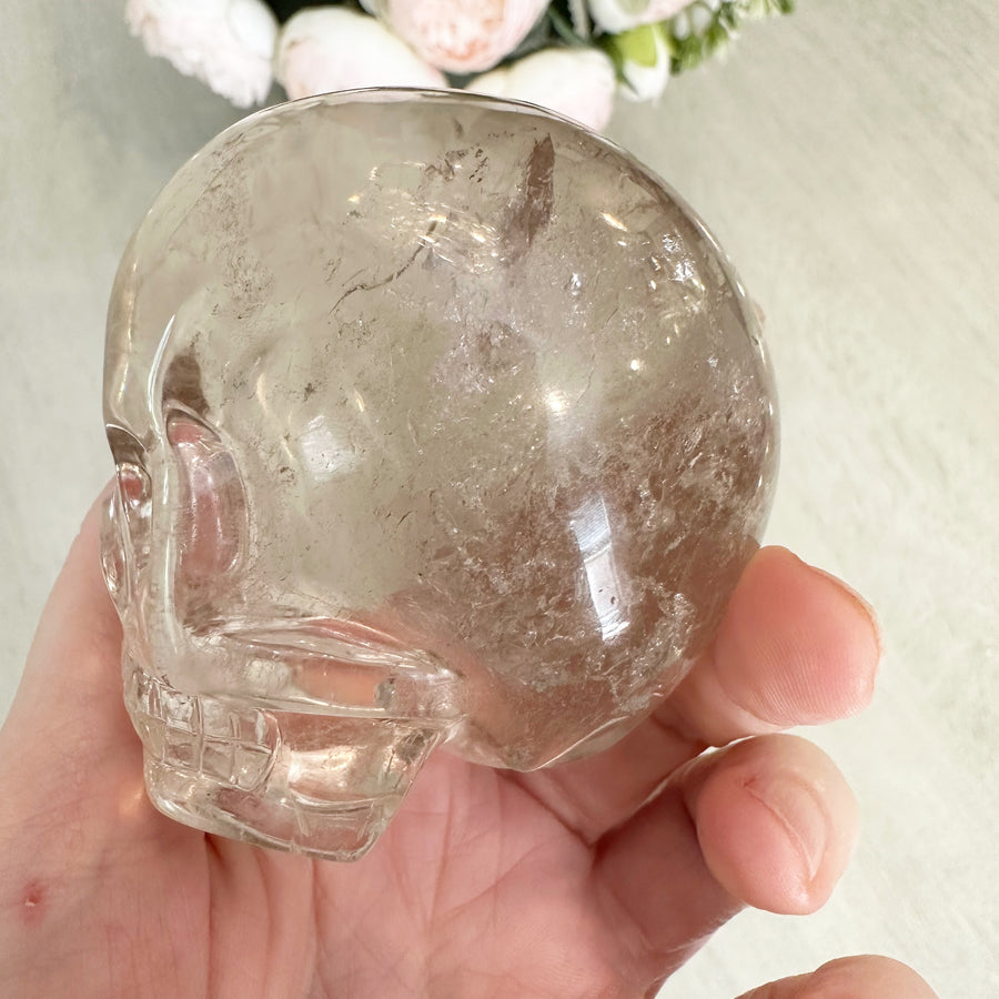 Light Citrine With Rainbows Magical Child Crystal Skull Carved by Leandro de Souza