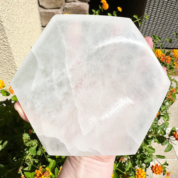 Large Hexagon Selenite Charging Plate or Pedestal