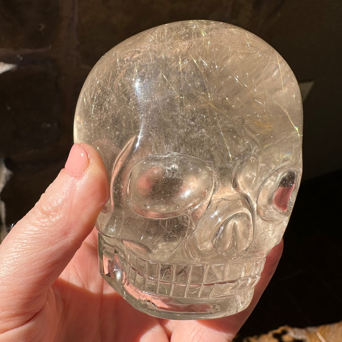Golden Rutile Quartz Magical Child Crystal Skull Carved by Leandro de Souza