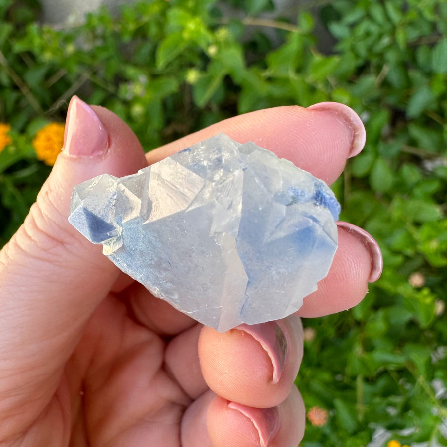 Natural Dumortierite in Quartz Crystal Cluster Point