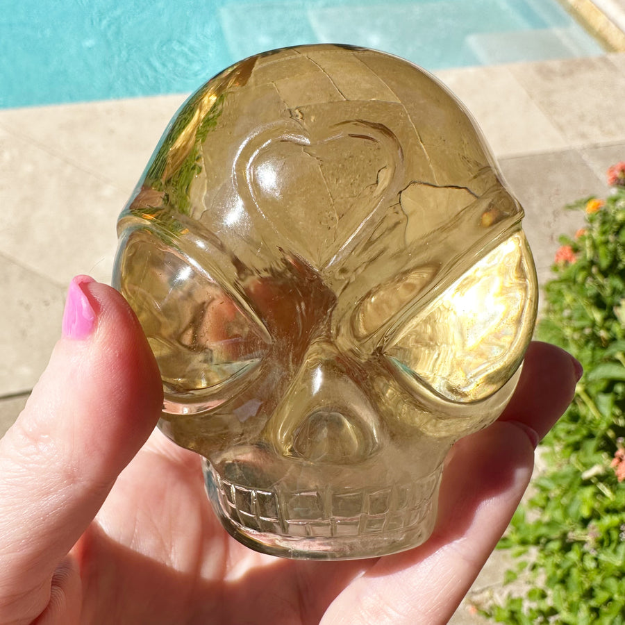 Clear Citrine Star Child Crystal Skull Carved by Leandro de Souza