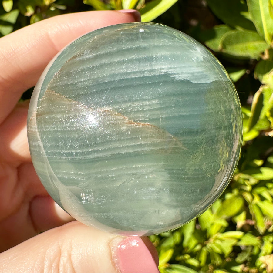 Lemurian Aquatine Calcite Crystal Sphere