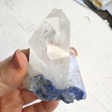 Natural Dumortierite Quartz Crystal Cluster Point