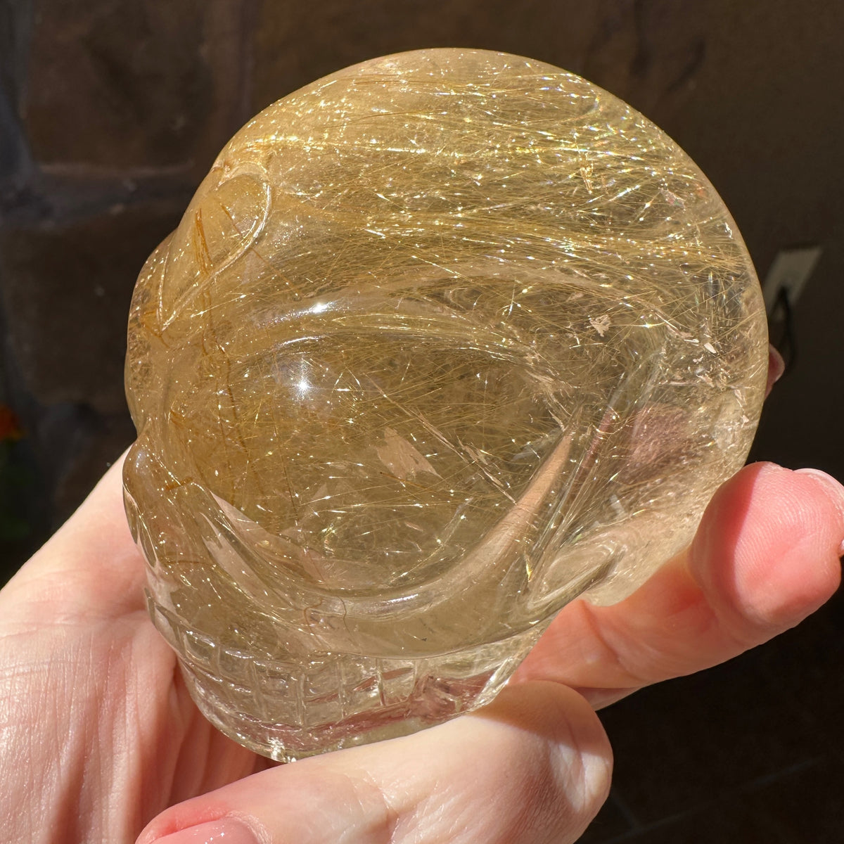 Golden Rutile Citrine Star Child Crystal Skull Carved by Leandro de Souza
