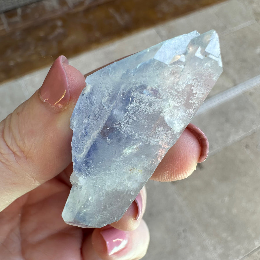 DT Natural Dumortierite in Quartz Crystal Point Self-Healed