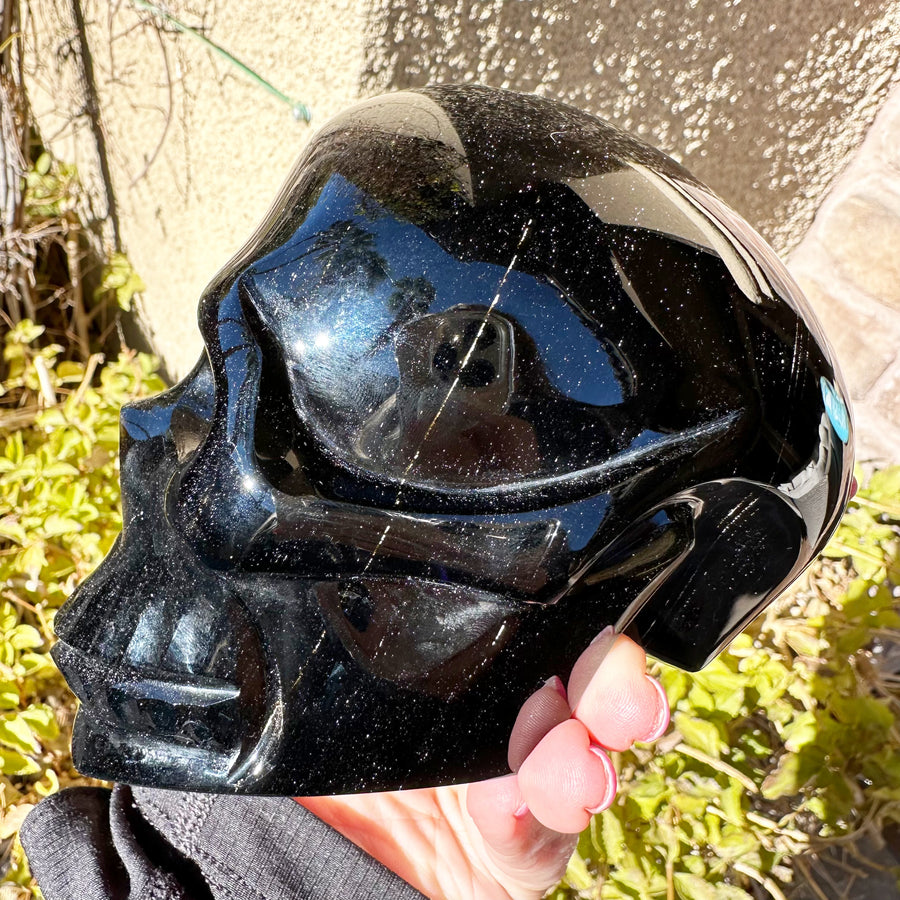 Gold Sheen Obsidian Crystal Skull