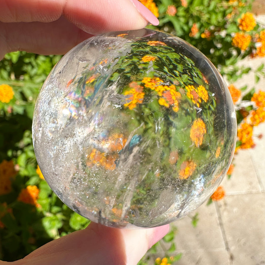 Lemurian Quartz Crystal Sphere with Rainbows