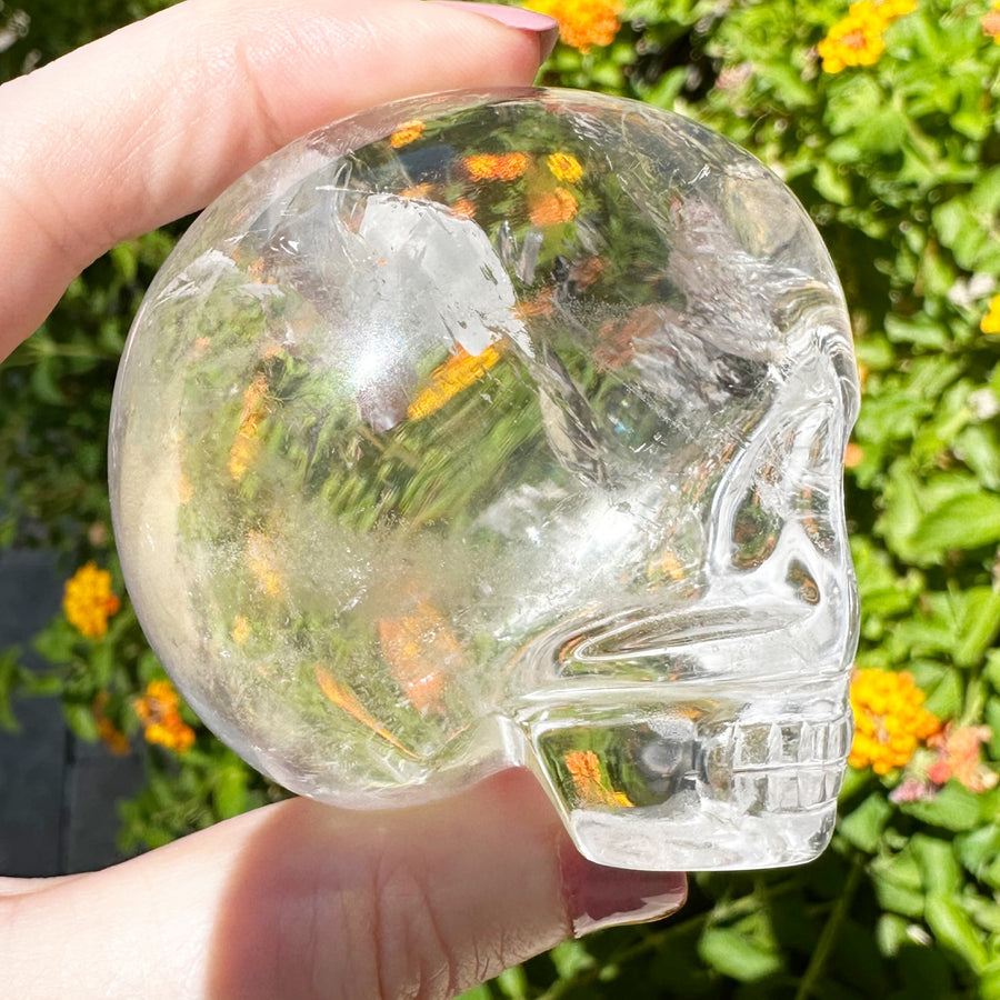 Lemurian Magical Child Crystal Skull with Rainbows Carved by Leandro de Souza