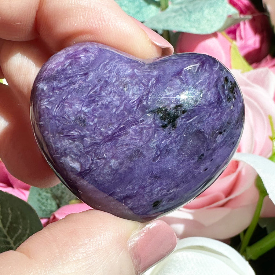 AA Grade Charoite Crystal Heart