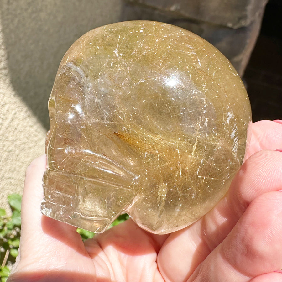 Golden Rutile Citrine Magical Child Crystal Skull Carved by Leandro de Souza