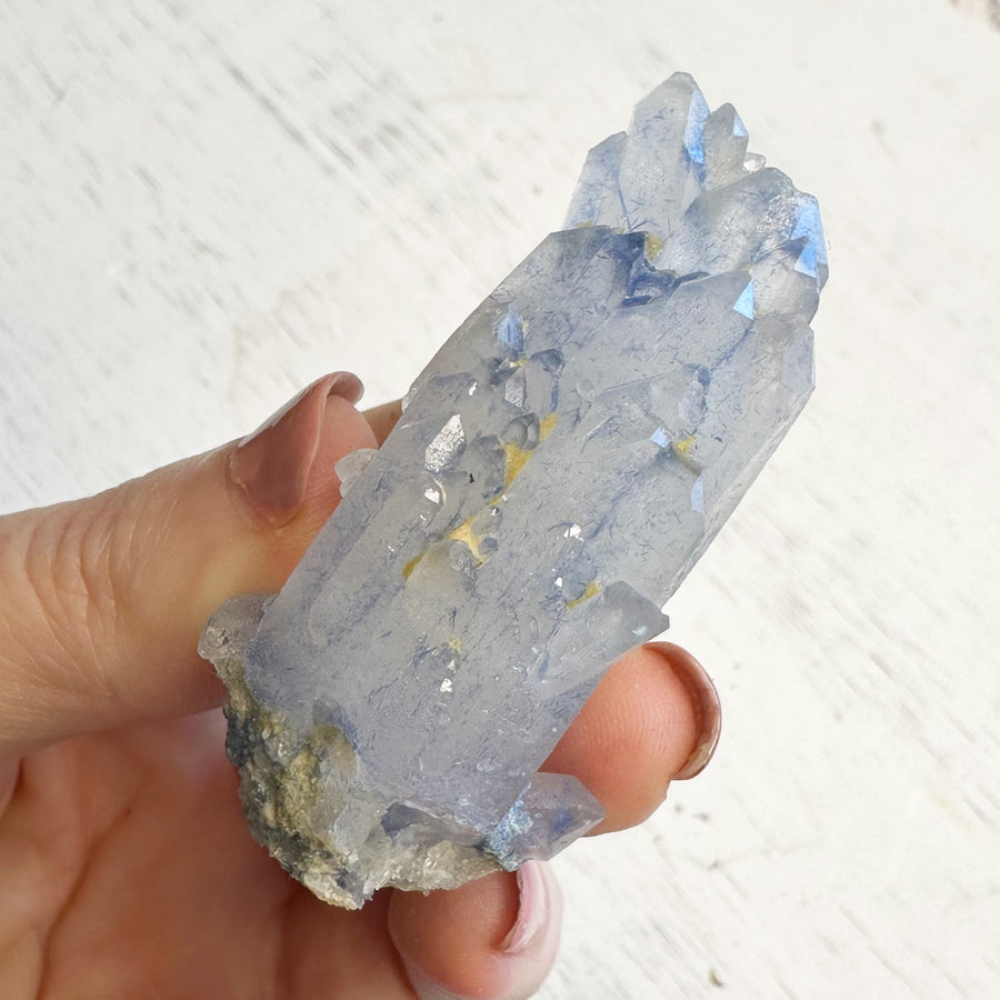 Natural Dumortierite Quartz Crystal Cluster Point Self-Healed