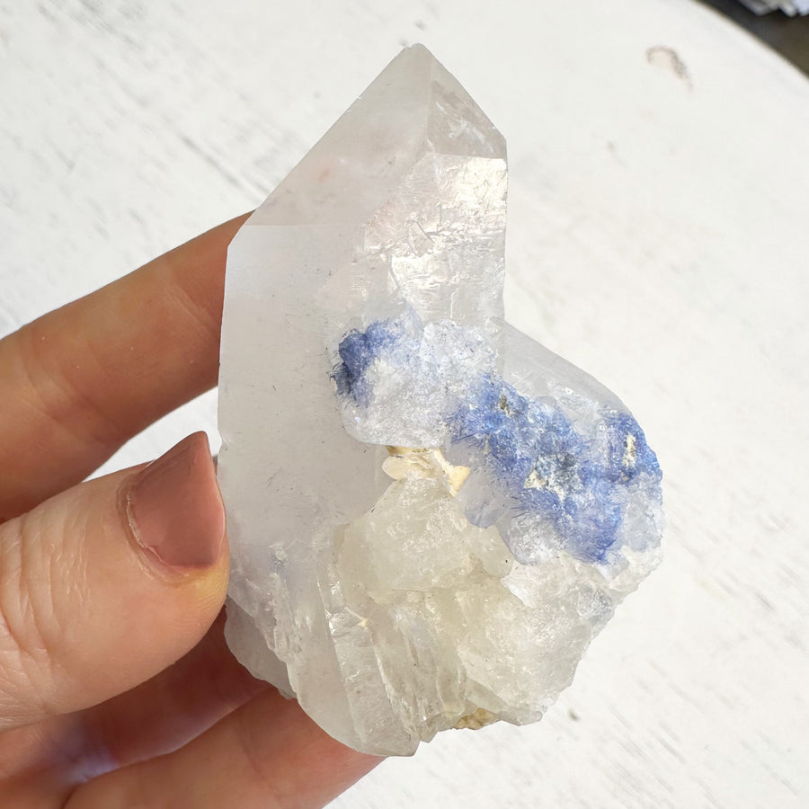Natural Dumortierite Quartz Crystal Cluster Point