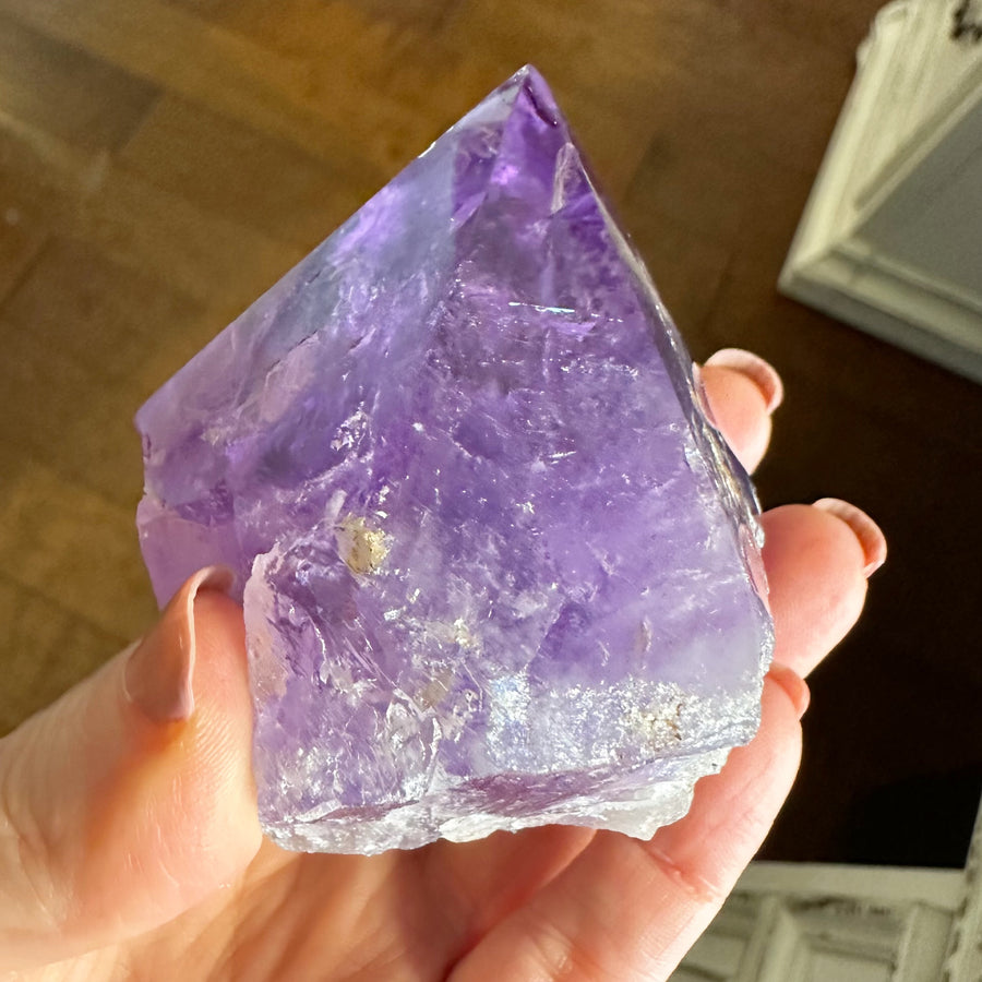 Partially Polished Amethyst Tower with Rainbows