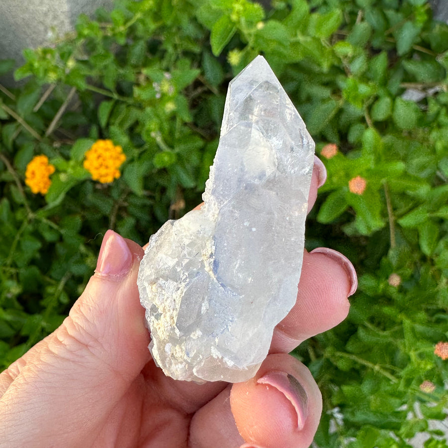 Natural Dumortierite in Quartz Crystal Cluster Point