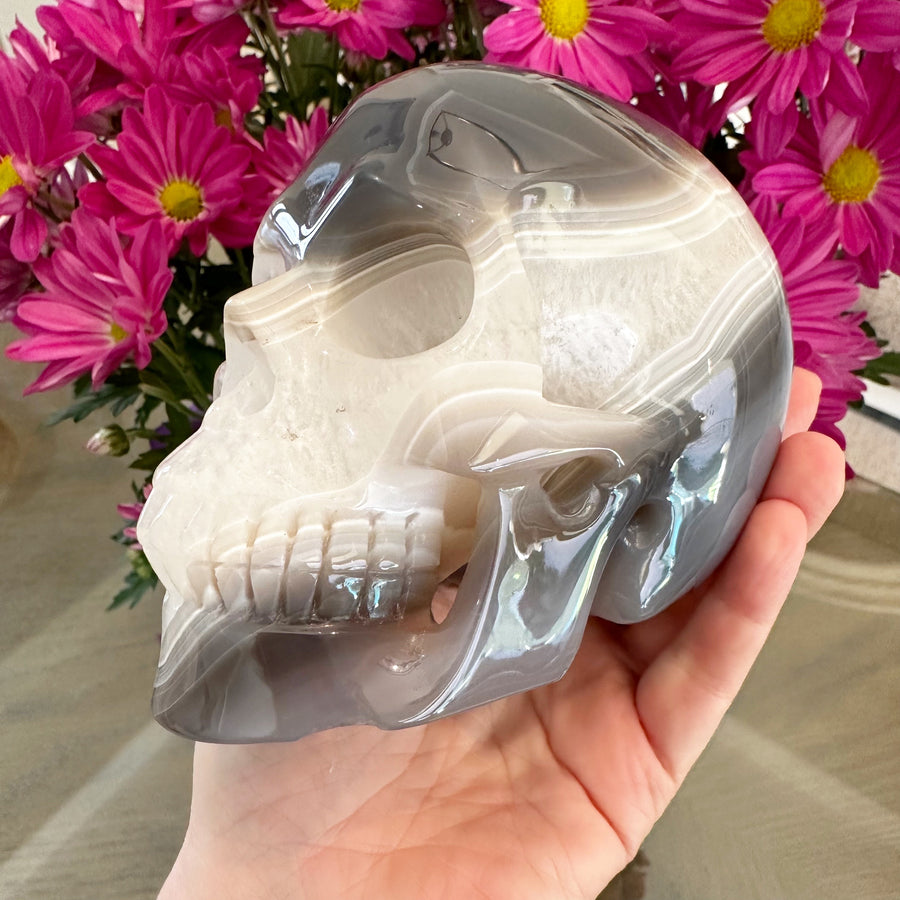 Agate Geode Crystal Skull