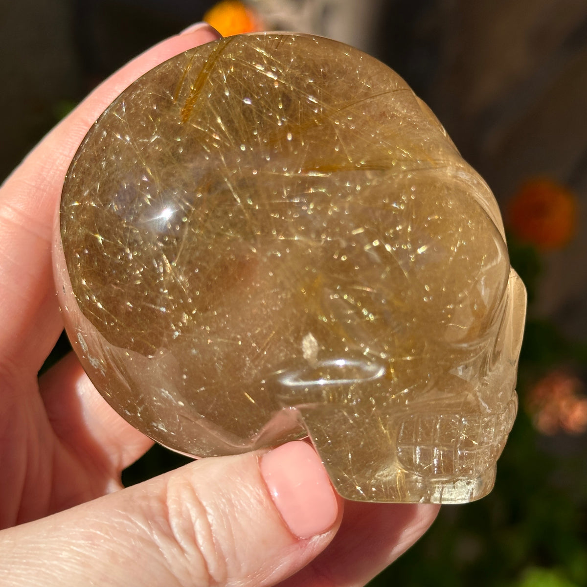 Golden Rutile Citrine Star Child Crystal Skull Carved by Leandro de Souza