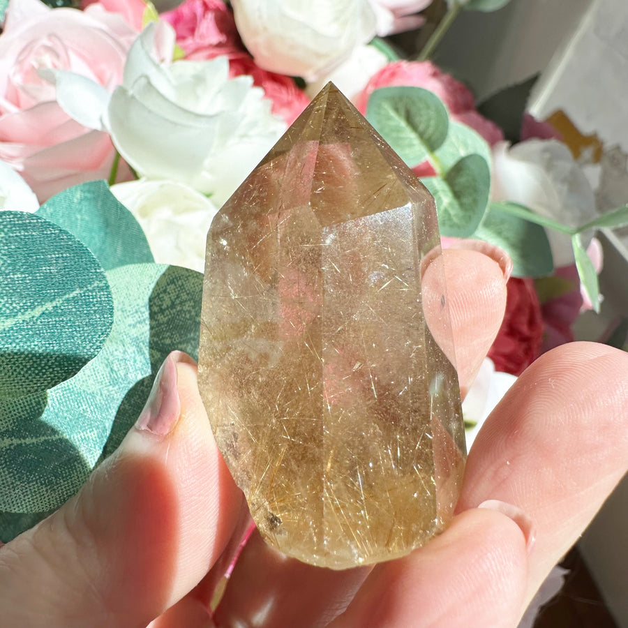 Golden Rutile Citrine Crystal Tower