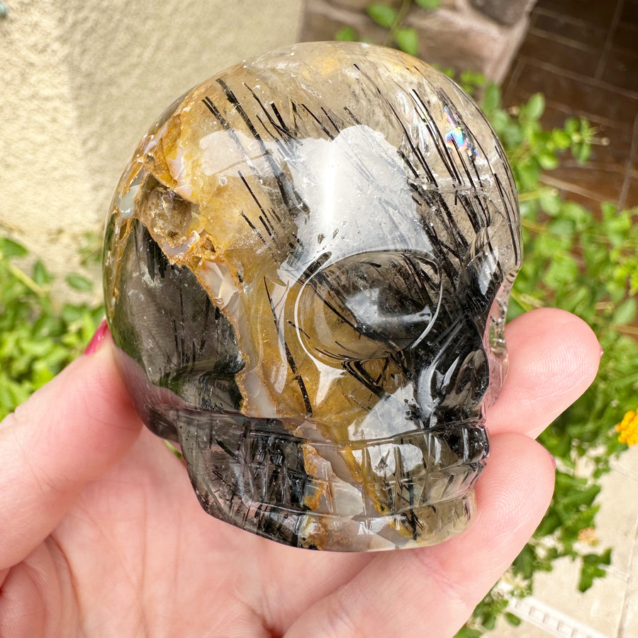 Tourmaline Rutile Magical Child Crystal Skull Carved by Leandro de Souza