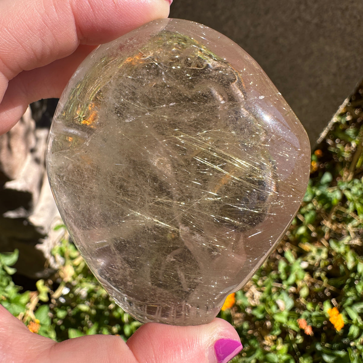Golden Rutile Citrine Star Child Palm Crystal Skull Carved by Leandro de Souza