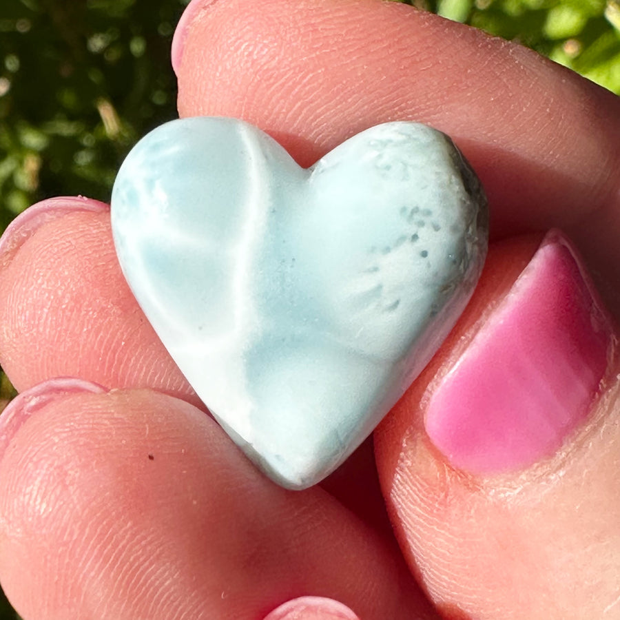 Natural Larimar Crystal Heart Cabochon