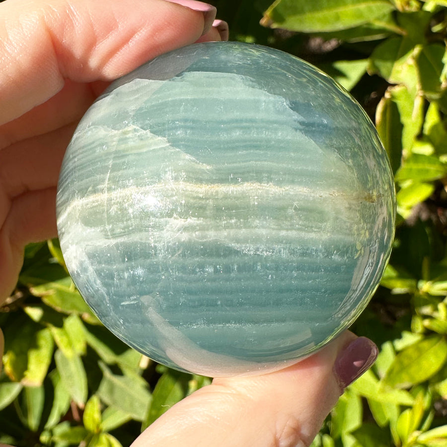 Lemurian Aquatine Calcite Crystal Sphere