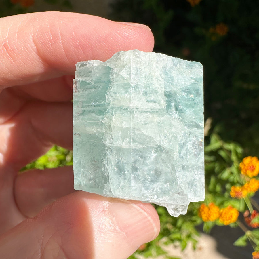 Genuine Aquamarine Crystal Column Hexagon