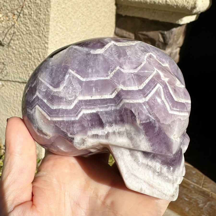 Chevron Amethyst Star Child Crystal Skull Carved By Leandro de Souza