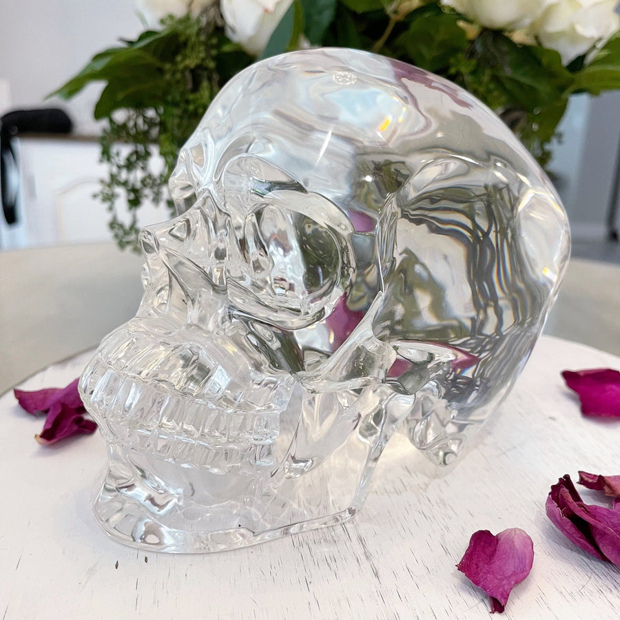 Water Clear Lab Quartz Crystal Skull Master with Detachable Jaw
