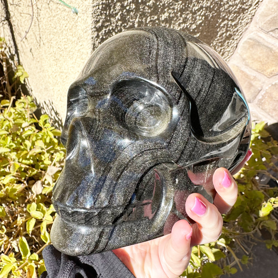 Gold Sheen Obsidian Crystal Skull