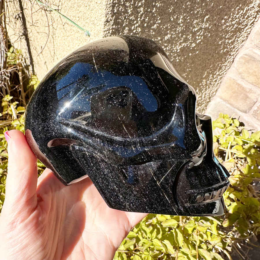 Gold Sheen Obsidian Crystal Skull