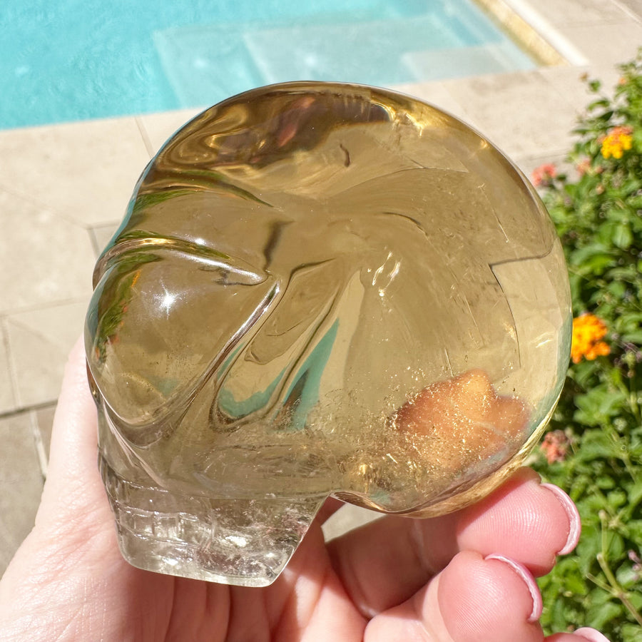 Clear Citrine Star Child Crystal Skull Carved by Leandro de Souza