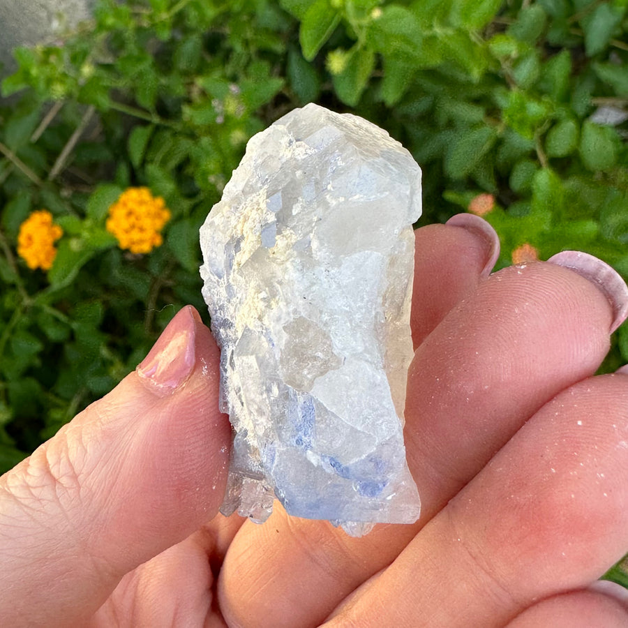 Natural Dumortierite in Quartz Crystal Cluster Point
