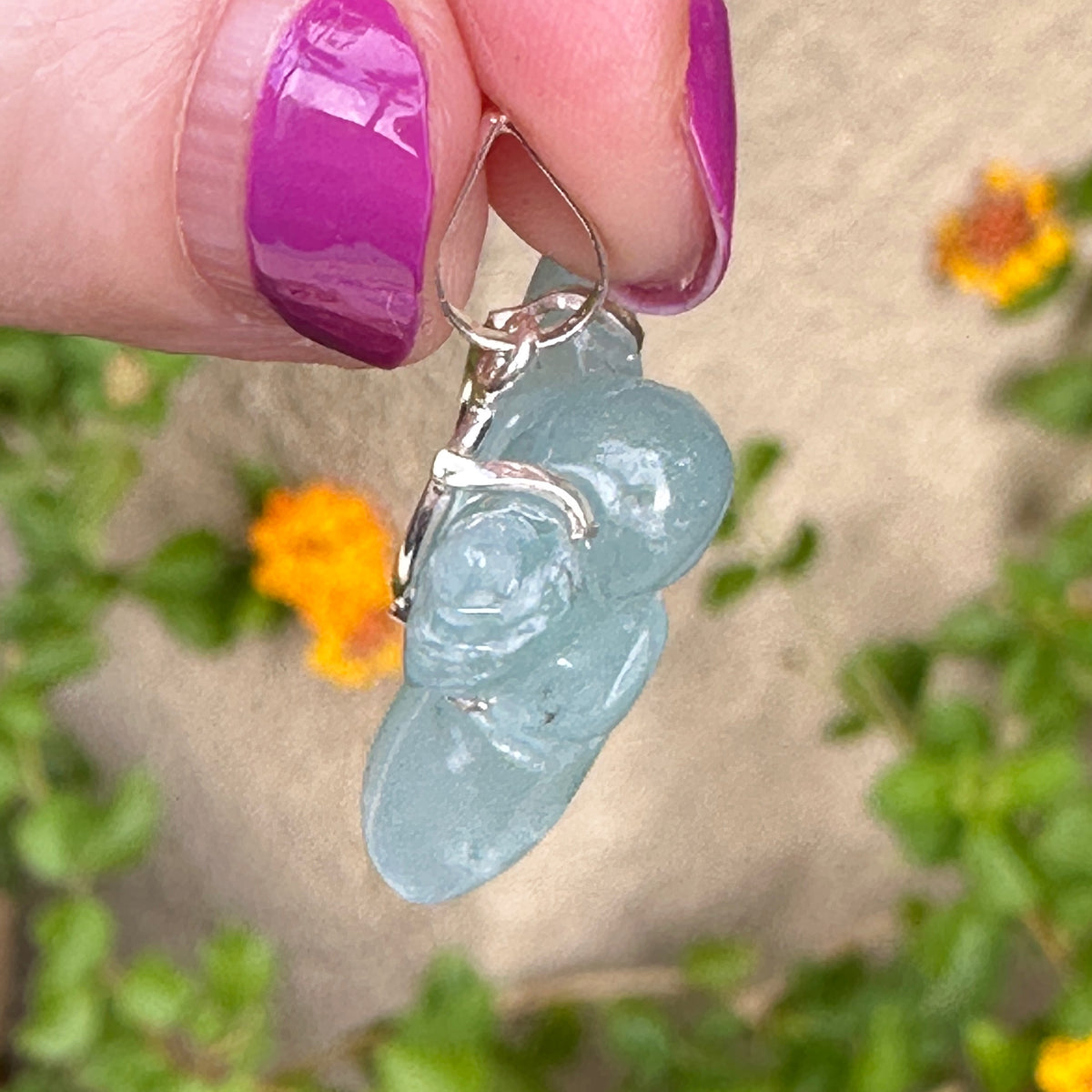 Aquamarine Guardian Angel Pendant Carved by Leandro de Souza