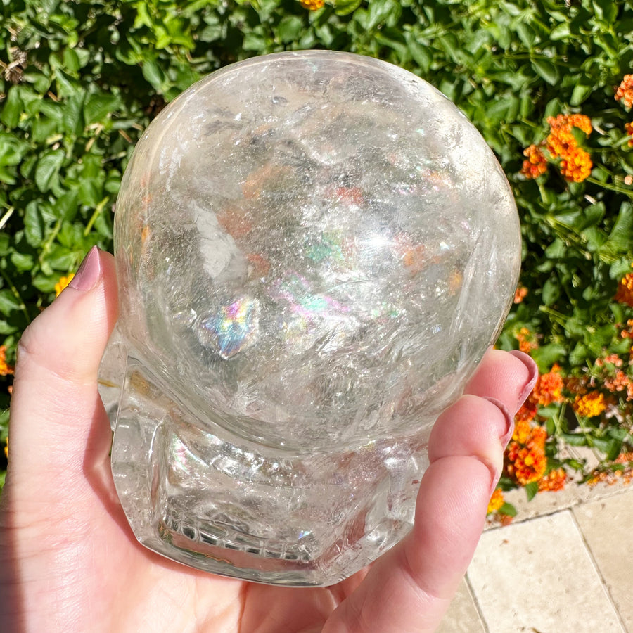 Lemurian Magical Child Crystal Skull with Rainbows Carved by Leandro de Souza