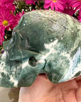 Green Moss Agate Crystal Skull