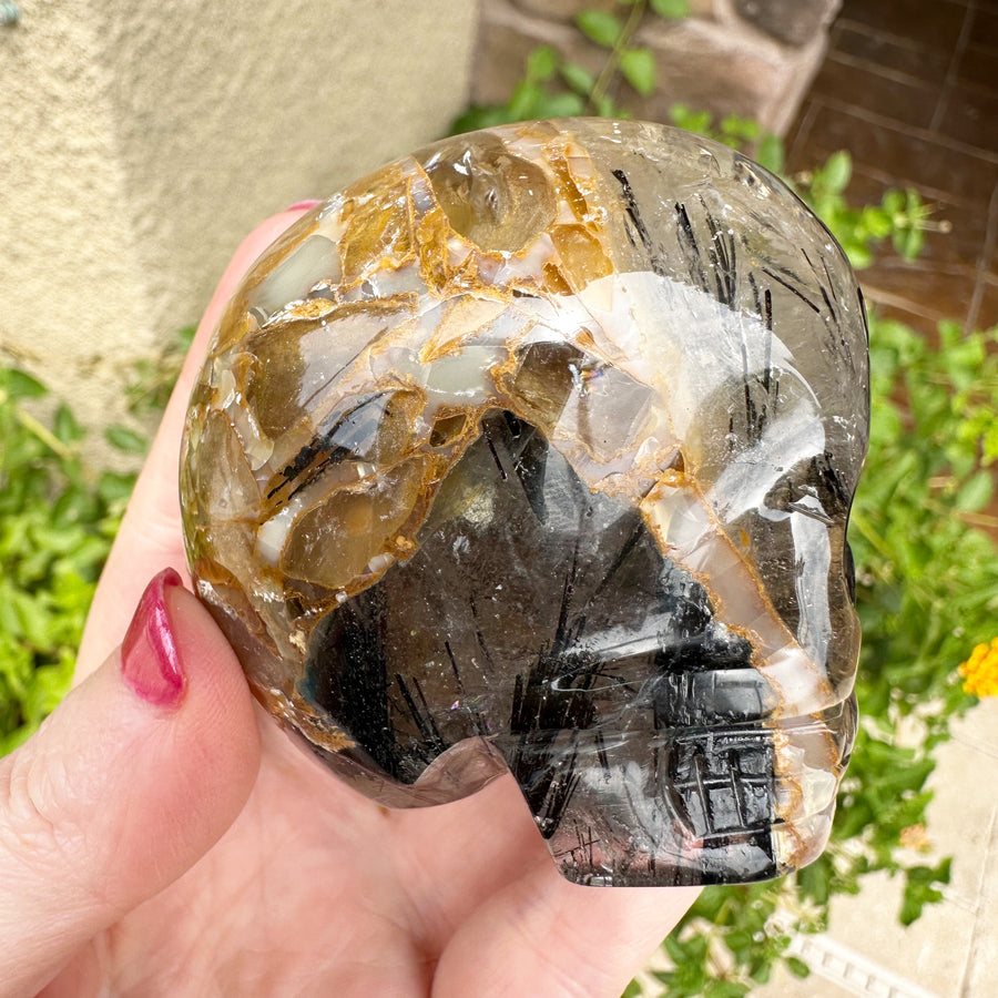 Tourmaline Rutile Magical Child Crystal Skull Carved by Leandro de Souza