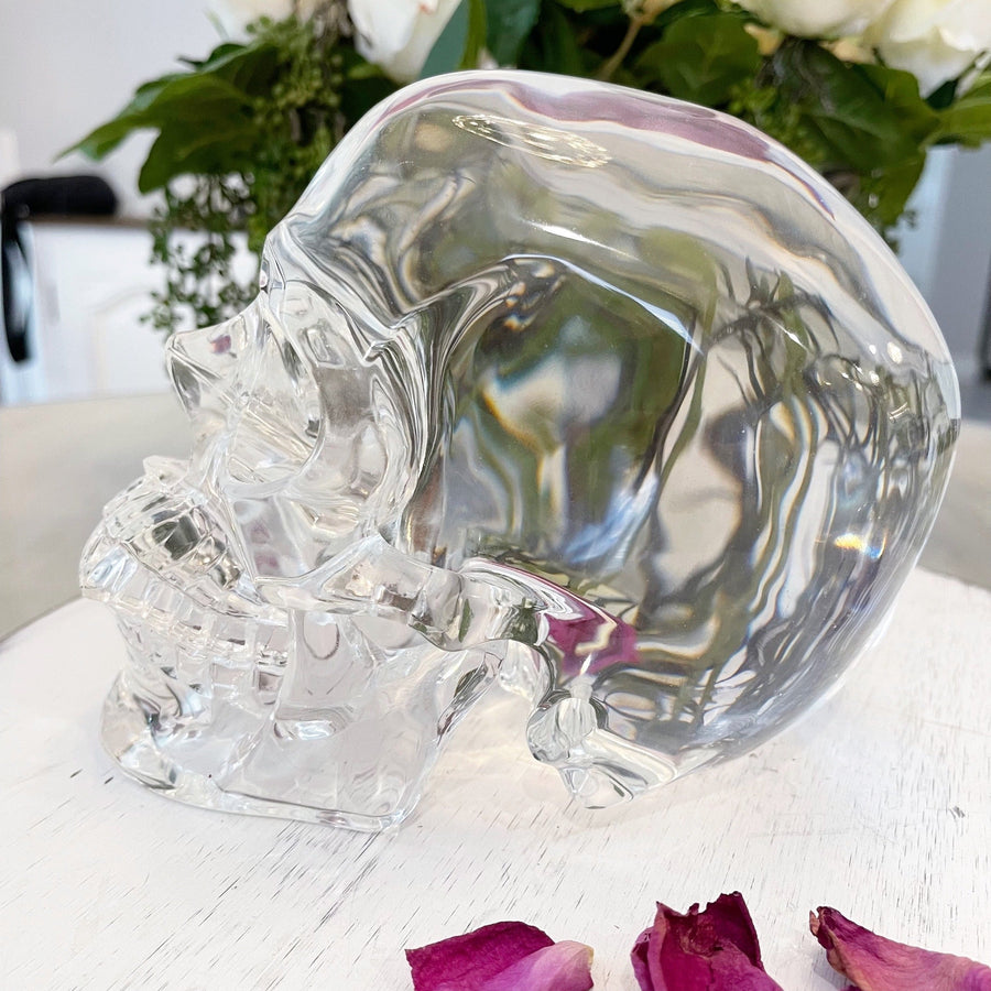 Water Clear Lab Quartz Crystal Skull Master with Detachable Jaw