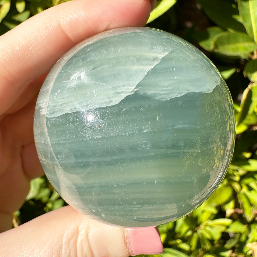 Lemurian Aquatine Calcite Crystal Sphere