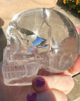 Clear Sirius Quartz Crystal Skull with Rainbows Carved by Leandro de Souza